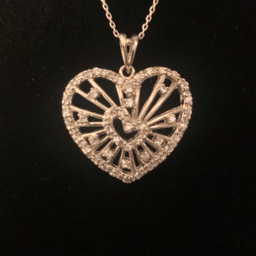 Sterling heart pendant with rhinestones